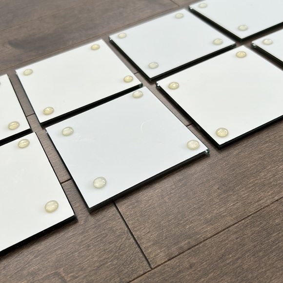 Black White Marble Square Glass Coaster Set of 8, Tableware Dining Entertaining - Picture 5 of 9